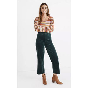 Madewell Slim Emmett Wide-Leg Crop Corduroy Green Jeans